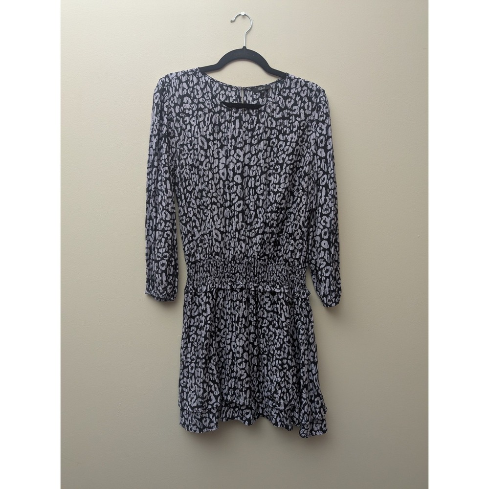 Rails Dress Womens M Inez Mini Batik Cheetah Animal Print Smocked 3/4 Length